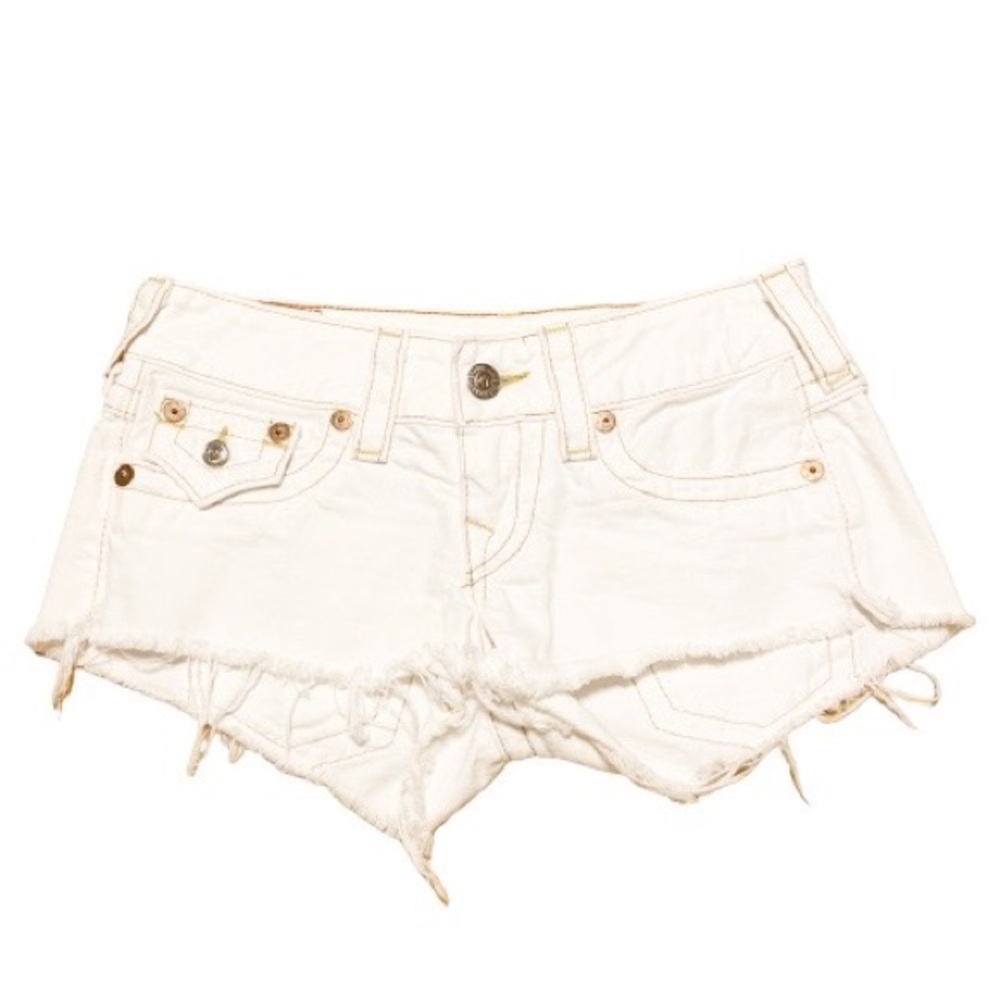 True Religion Joey Cut Off White Jean Shorts 26 - Picture 2 of 11